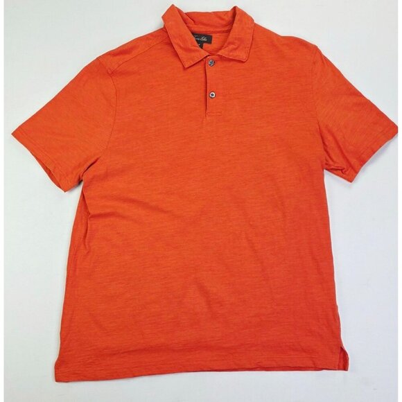 Tasso Elba Size Medium Mens Orange Short Sleeve Spread Collar Cotton Polo - Picture 1 of 9